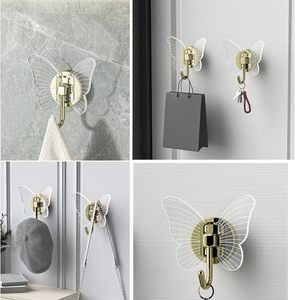 Novelty Heavy-Duty Self-Adhesive Butterfly <strong>Hooks</strong> Plastic Stainless Steel <strong>Wall</strong> <strong>Hooks</strong> Single Living Room Bathroom Shower <strong>Keys</strong> - Product Image 2