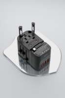 Nouvel adaptateur de voyage universel 65W avec câble USB-C rétractable, chargeur mural tout-en-un avec adaptateur de prise secteur