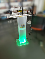 Atril de acrílico transparente con iluminación LED, plataforma de acrílico, podio, atril de acrílico con iluminación LED