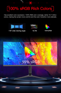 จอเกมมิ่งแบบโค้งขนาด 34 นิ้ว Ultrawide ความละเอียด 4K 165Hz 3440x1440 VA 1ms HDR 99% sRGB จอ LED สำหรับเดสก์ท็อป 165Hz - Product Image 6