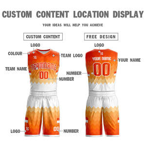 Maillot de basket-ball personnalisé orange et blanc double face pour le sport - Product Image 4