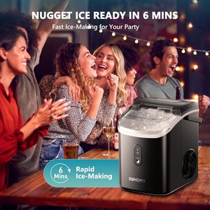 EUHOMY Nugget <b>Ice</b> <b>Maker</b> Countertop Ready 6 Mins 34lbs/Day Removable Top Cover Auto-Cleaning Portable Sonic Basket Scoop Fast <b>Ice</b> - Product Image 2
