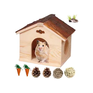 Chinchilla Space Natural House con ventana Mascotas Gran escondite Play Hut para Gerbil Hurón Ardilla Ratas Ratones Erizo