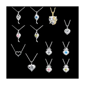 Fashion Luxury Women 925 Silver Moissanite Necklaces Moissanite Diamond Necklace Heart Necklace