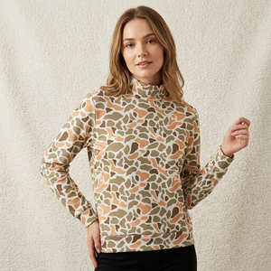 <b>Women's</b> <b>Camo</b> Hooded Formal Long Sleeve Full Sleeve Knitted Pullover Breathable Spring All Seasons Patterned Top - Product Image 1