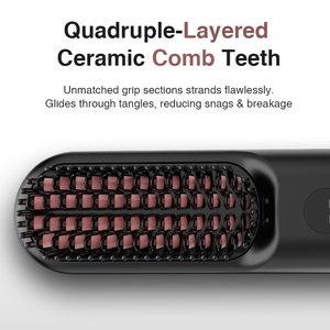 USB-C wiederauf ladbare Haar glätter Bürste Kompakt Schnur lose Schnelle Hitze Anti Frizz Haar glättung skamm - Product Image 3