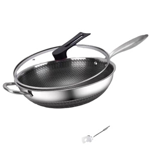 Wok en acier inoxydable 316, nid d'abeille, non revêtu, antiadhésif, double face, pour faire frire, sauter, faire bouillir - Product Image 2