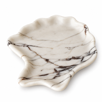 Plateau ondulé élégant en marbre blanc veiné naturel NANWEI, idéal pour bijoux, table basse et décoration intérieure