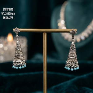 Hot Selling 925 Sterling <b>Silver</b> Oxidized CZ Safety Pin Rose Gold Plated Trendy <b>Jhumka</b> Earring Women Designer Indian Wedding Gift - Product Image 2