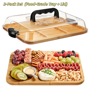 <span class=keywords><strong>Bandejas</strong></span> de Madera Decorativas <span class=keywords><strong>para</strong></span> Habitaciones con Tapa Acrílica Sellada, Bandeja de Madera <span class=keywords><strong>para</strong></span> Cubiertos, Bandeja de Madera Portátil Personalizada <span class=keywords><strong>para</strong></span> Alimentos con Tapa - Product Image 5