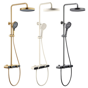 All Copper Shower Set Piano Key Thermostatic Digital Display Bathroom Shelf Top Spray Luxury Style - Product Image 4
