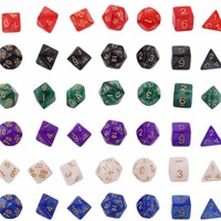 Lot de 7 dés de calcul de vie polyédriques TRPG DND Jeu de rôle en plastique créatif de 7 pièces en plastique de haute qualité