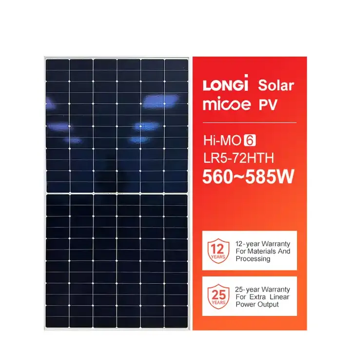 Panneau solaire Longi Prix du panneau solaire monocristallin de 540 watts pour la maison Double verre 550w 108 cellules