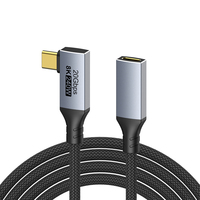 Cable de Extensión USB 3.2 Tipo C a C, OEM/ODM, 8K, 20Gbps, Ángulo de 90 Grados, Carga Rápida de 240W, Función Completa, Conector Hembra en Ángulo, Disponible en Stock