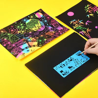 Kit de papier à gratter arc-en-ciel magique, carte, tableau de dessin de dessin animé, carnet, jouets éducatifs DIY pour enfants
