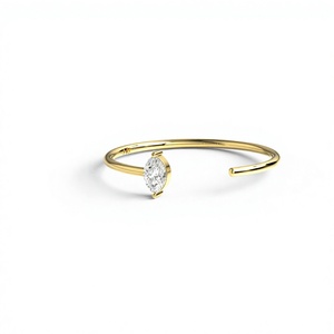 Luxury 18K Gold Plated Marquise Diamond <b>Ring</b> Open Cuff Split <b>Ring</b> Bezel Set Solitaire Band Minimalist <b>Stacking</b> <b>Ring</b> Fine Jewelry - Product Image 1