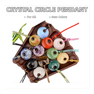 Collier pendentif de fiançailles en chaîne de corde à boucle de <span class=keywords><strong>princesse</strong></span> avec cristal de guérison, forme de cercle porte-bonheur pour femmes et hommes - Product Image 3