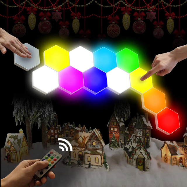 3D RGB Changing Hexlight Modular Touch Panels Wall Lighting Magnetic Honeycomb Quantum Lamp LED Hexagon Decoration Night Light