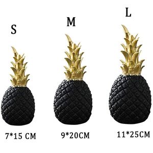 Escultura de fruta en forma de piña para Decoración de mesa, artesanía dorada, negra y blanca, tienda de casa, mesa de habitación, precio de fábrica, venta al por mayor, 3 tamaños - Product Image 2