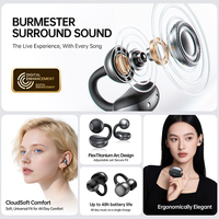 S7 Earphone Bluetooth 6.0 Nirkabel, Earphone Olahraga Clip-Ear, Earphone HiFi Musik Clip On, Headphone Nirkabel Latensi Rendah