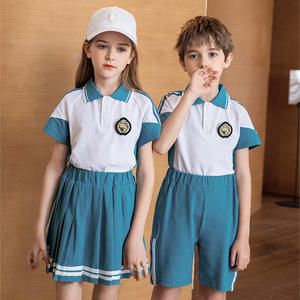Tenues de maternelle et uniformes d'école primaire de la marque anglaise JM, Nouveautés <span class=keywords><strong>été</strong></span> <span class=keywords><strong>2022</strong></span>, 100% coton, sport, logo personnalisé, pour enfants - Product Image 3