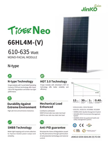Paneles Solares Tiger Neo 66HL4M-(V) Tipo N de Doble Vidrio 610W-635W Tier 1 Mono PERC 23.32% - Product Image 3