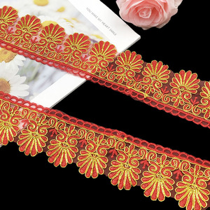 <span class=keywords><strong>Bordure</strong></span> en dentelle brodée <span class=keywords><strong>de</strong></span> fleurs colorées, <span class=keywords><strong>bordure</strong></span> brodée <span class=keywords><strong>de</strong></span> fleurs en fil d'or sur tulle pour robe, abaya, rideau et costume - Product Image 3