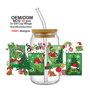 Logotipo personalizado de Anime UV Color Print 16oz 20oz 24oz 40oz Navidad Uv DTF Cold Cup Wrap Transfer Uvdtf Wrap Crystal Sticker - Product Image 5