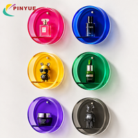 Étagère murale ronde en acrylique pour présentation de parfums, support flottant en lucite couleur néon pour boutique de parfums