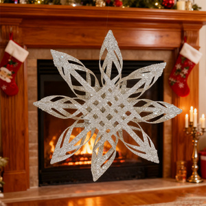 Les flocons <span class=keywords><strong>de</strong></span> <span class=keywords><strong>neige</strong></span> <span class=keywords><strong>de</strong></span> Noël personnalisés tissés en bambou conviennent comme décorations pour la maison ou ornements <span class=keywords><strong>de</strong></span> fête <span class=keywords><strong>de</strong></span> Noël. - Product Image 3