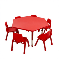 Tables hexagonales durables en plastique multicolore pour crèche et école, ensemble table et chaises pour enfants, meubles pour la maternelle