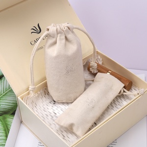 Bolsa de lona bordada de fondo redondo para cosméticos, bolsa de embalaje de lápiz labial, de algodón, con cordón, para regalo - Product Image 2