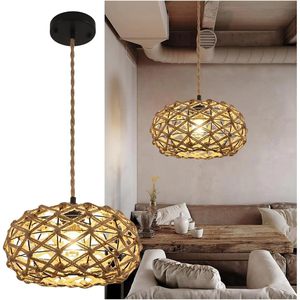 12.2 \ "lampadario in tessuto in Rattan lampada a sospensione in tessuto a mano lampadario in vimini per camera 4000K CCT fonte di alimentazione a corrente alternata - Product Image 2