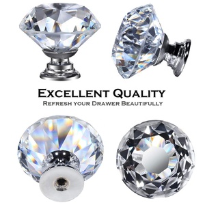 Hardware Furniture Diamond clear <strong>Crystal</strong> Glass Pull Handle Drawer Cabinet <strong>Knobs</strong> JK - Product Image 4