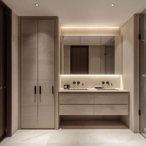 Meuble de salle de bain en bois moderne, design moderne de luxe, ensemble de meuble-lavabo de salle de bain, élégant meuble de rangement de salle de bain, meubles-lavabos - Product Image 4