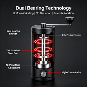 เครื่องบดเมล็ดกาแฟแบบมือหมุนขนาดเล็ก สแตนเลสสตีล แบบพกพา พร้อมแกนบดเหล็ก - Product Image 6