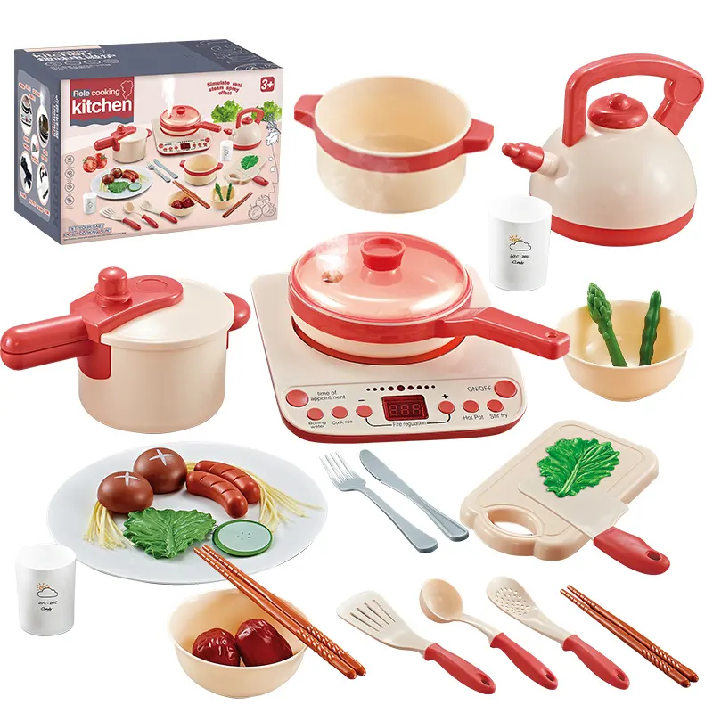 Juego de cocina de imitación para niños y niñas, juego completo de utensilios de cocina modernos