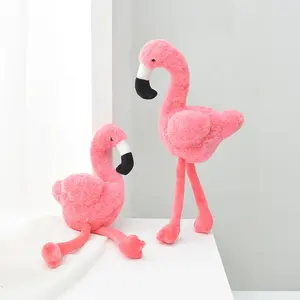 New Released Export 30Cm Red Soft Simulation Rabbit Fur Pp Cotton Cute Snuggle Flamingo Plush Pillow