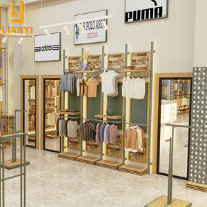 Présentoir mural en métal en bois réglable pour magasin de détail Meubles de vêtements pour enfants pour vitrine - Product Image 1