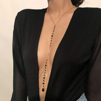 Chaîne de corps sexy et simple en alliage multicouche, bijou de poitrine tendance avec pampilles en cristal pour femmes, style influenceur