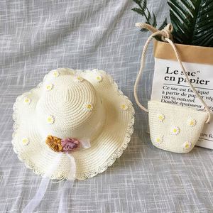 Chapeau de soleil en paille style sombrero avec broderie 3D motif personnage pour enfants, idéal pour la plage et les voyages, ensemble chapeau et sac pour l'été - Product Image 5