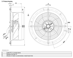 Ventilateur axial AC industriel ebm-papst W2E200-CI38-01 200 mm pour systèmes de climatisation et de ventilation - Product Image 4