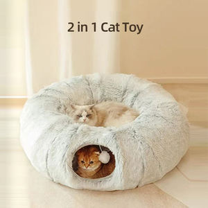 Manufacturer Wholesale Plush Foldable Collapsible Round <b>Cat</b> <b>Tunnel</b> - Product Image 2