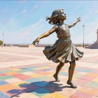 Escultura DE BRONCE al aire libre personalizada de tamaño real, estatua de chicas bailando a la venta