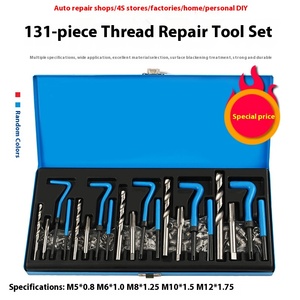 131 pièces Kit d'insertion de réparation de filetage de tête de voiture outils robinet et inserts de clé hexagonale cassants et perceuse hélicoïdale Kit de réparation de filetage complet - Product Image 5