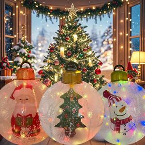 Ballon gonflable lumineux solaire personnalisé pour Noël, en PVC transparent, pleine couleur, 60 cm, Bonhomme de neige, Arbre, Père Noël - Product Image 1
