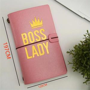 Journal à couverture en similicuir rose très vendu, <span class=keywords><strong>livre</strong></span> à écrire, 136 pages, avec emplacement pour cartes, sac de rangement gratuit - Product Image 4