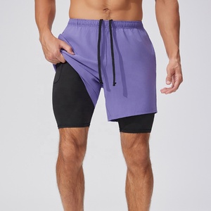 Pantalones Cortos Deportivos Personalizados para <span class=keywords><strong>Hombre</strong></span>, con Forro de Compresión 2 en 1, de Secado Rápido, Transpirables y Ligeros, para Gimnasio y Running - Product Image 2
