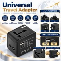 Adaptor Perjalanan Laptop Universal USB Type-C USB-A Port Pengisian Cepat 15W Konverter Colokan Daya All-in-One Paket Kabel Perjalanan OEM