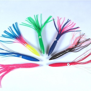 TRY&V Leurre souple en PVC multicolore style pieuvre pour expéditions nordiques 30 cm / 39 g, appât artificiel style calmar à double yeux et corps creux - Product Image 1